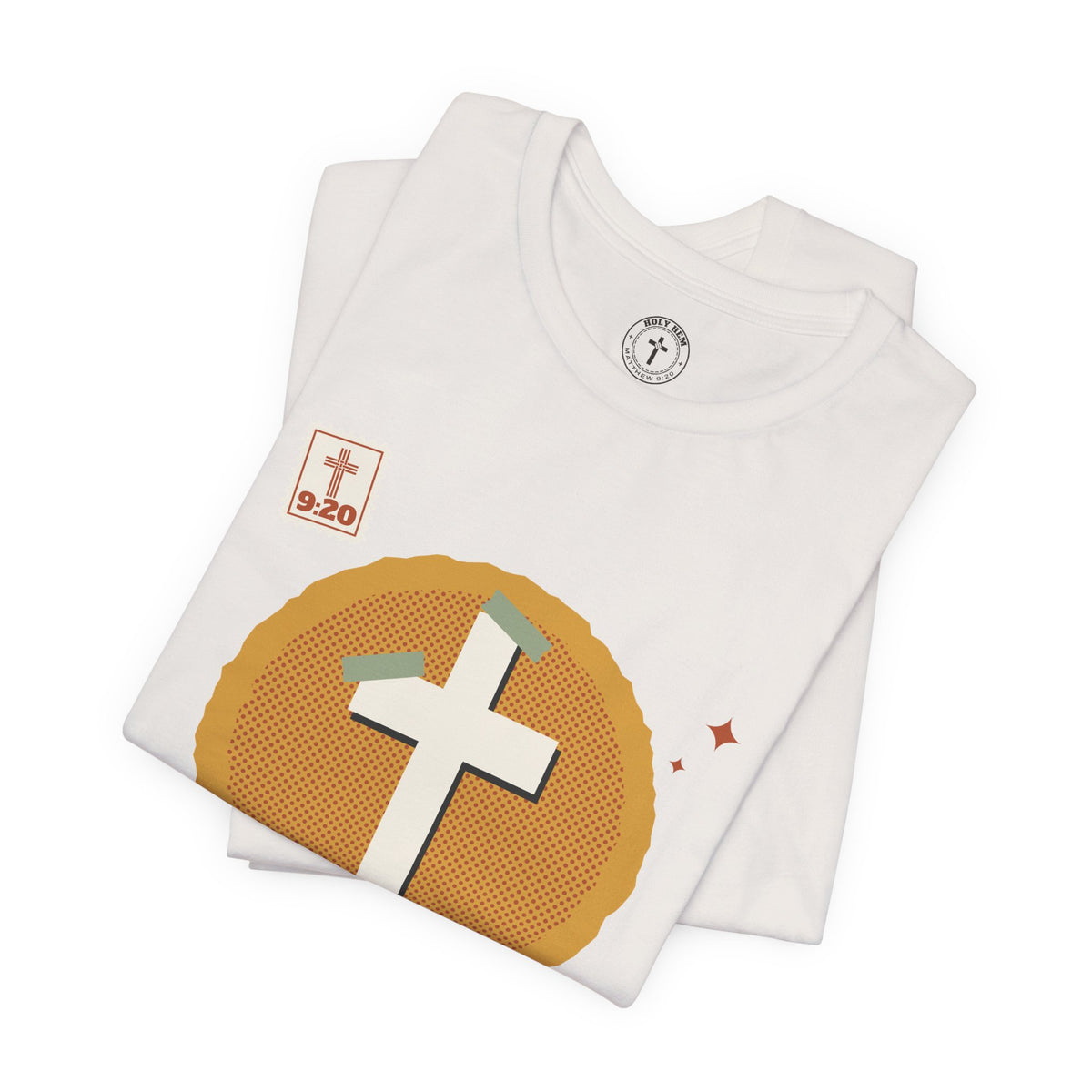 Holy Hem Scrapbook T-Shirt – Paper Cross Collage Matthew 9:20 Tee
