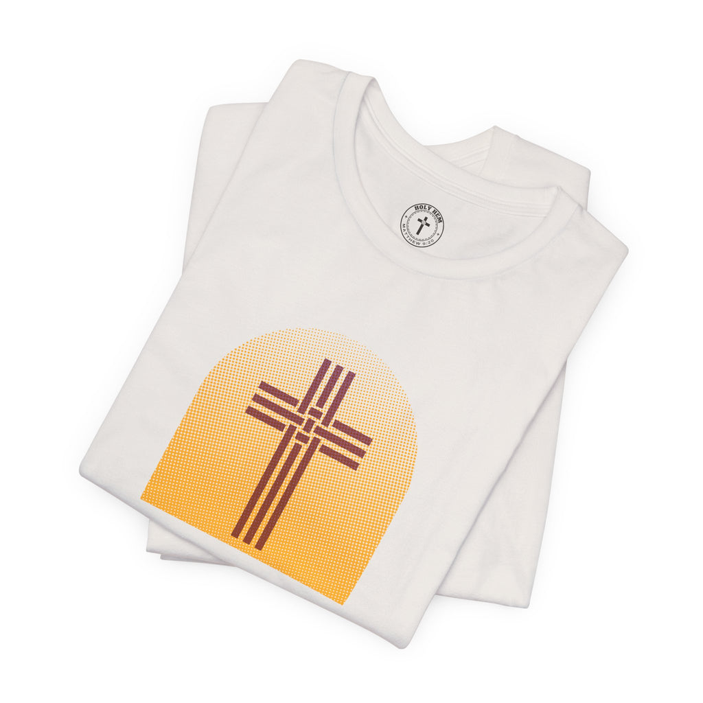 Holy Hem Risograph T-Shirt – Woven Cross Matthew 9:20 Christian Tee